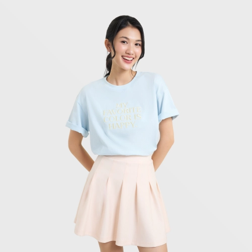 Áo phông nữ cotton USA dáng rộng có hình in