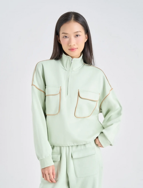 Áo nỉ nữ cổ kéo khoá