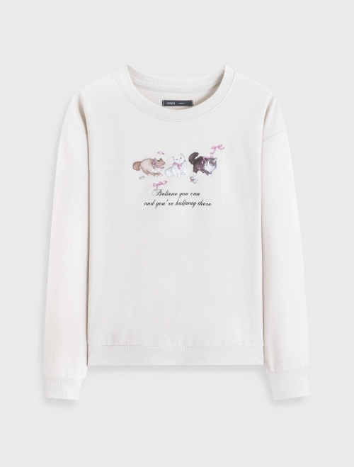 Áo nỉ nữ cotton USA có hình in