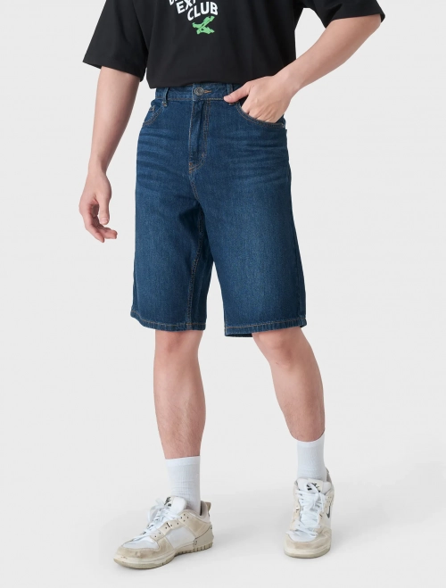 Quần soóc nam cotton jeans dáng suông