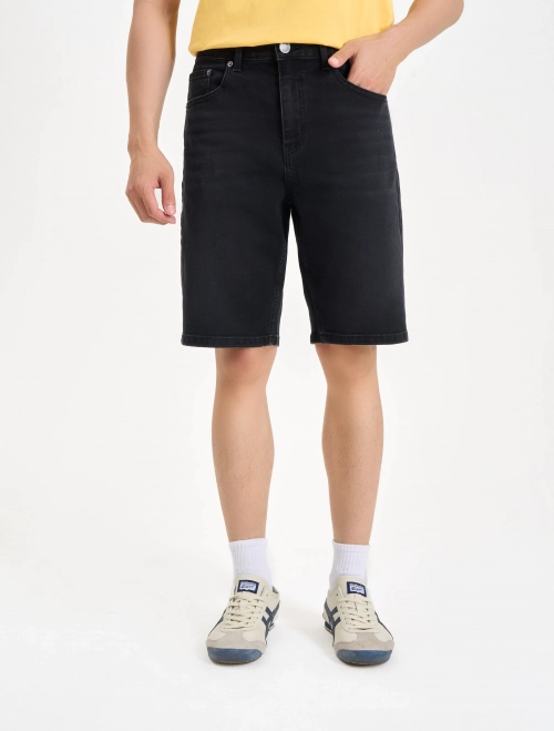 Quần soóc jeans nam cạp thường dáng suông