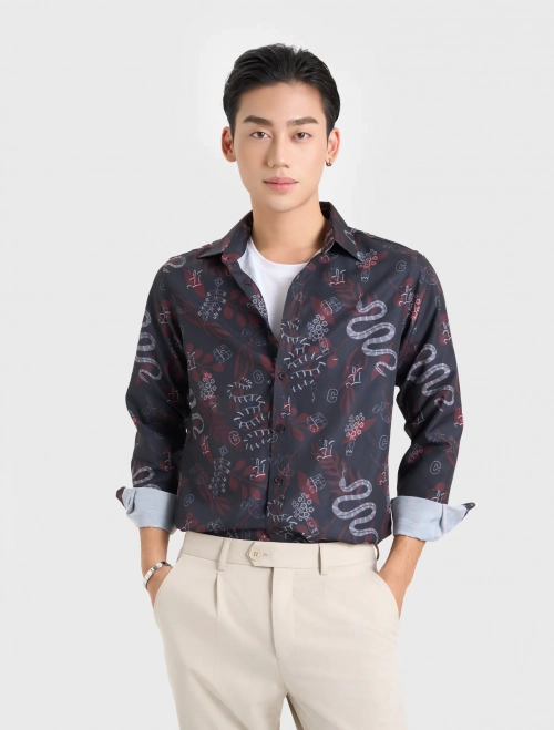 Áo sơ mi hoạ tiết nam