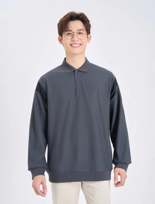 Áo polo nam dài tay phối màu
