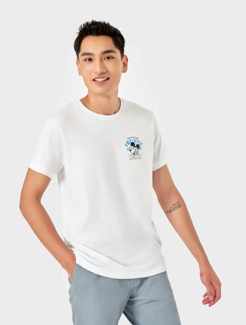 Áo phông nam cotton có hình in Mickey dáng suông
