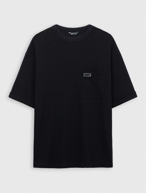 Áo phông nam cotton cổ tròn cộc tay có túi ngực dáng rộng