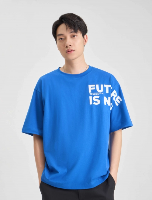 Áo phông nam cotton USA dáng rộng có hình in