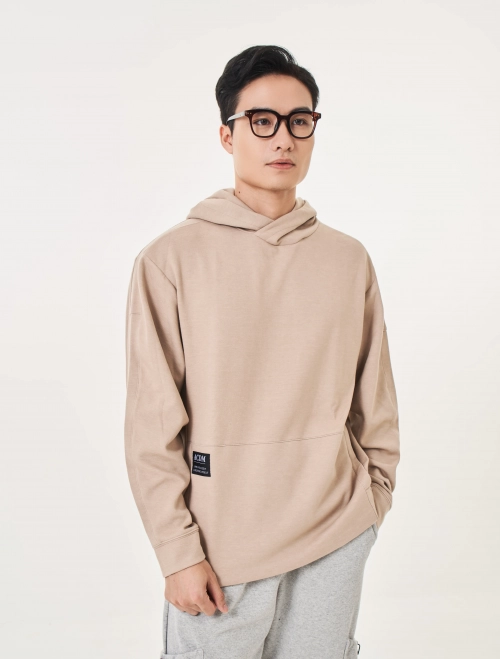 Áo nỉ có mũ nam interlock dáng oversize