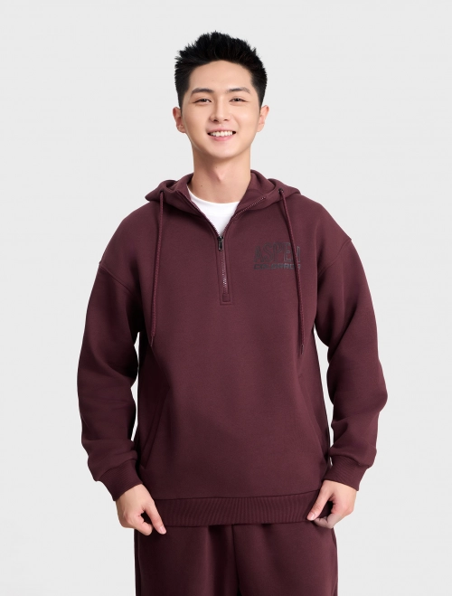 Áo nỉ có mũ nam cào bông có khóa cổ