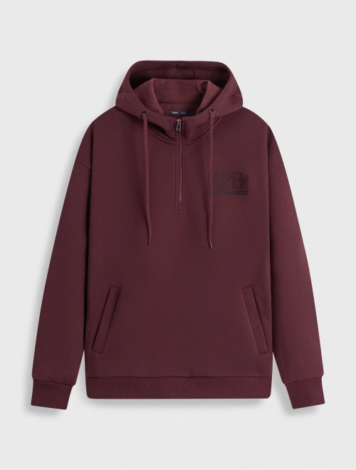 Áo nỉ có mũ nam cào bông có khóa cổ