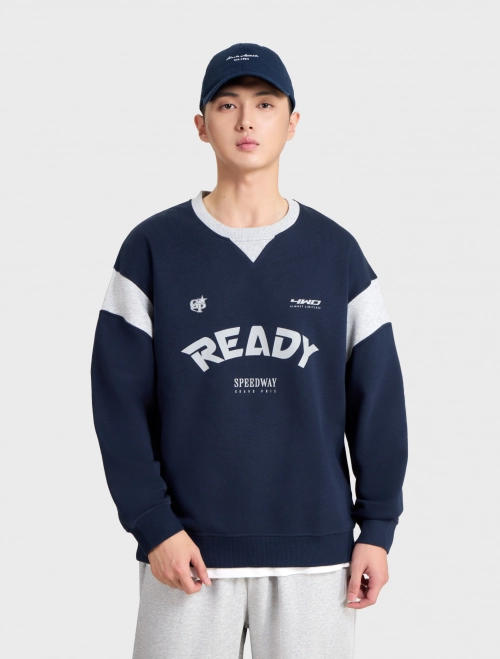 Áo nỉ nam cào bông dáng rộng có hình in