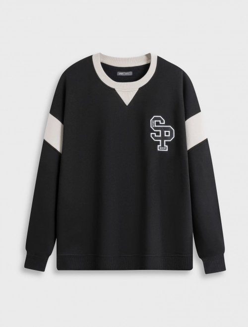 Áo nỉ nam cào bông dáng rộng có hình in